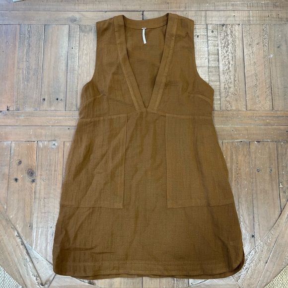 Free People Sweet Dreams Dress Womens Small Shift Sleeveless Pocket Earthy Boho - Picture 1 of 10
